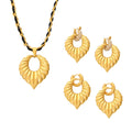 Gold Ribbed Open Heart Pendant Necklace Twisted Cord view 5