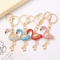 Rhinestone Flamingo Keychain Gold Clasp Four Color Options view 1