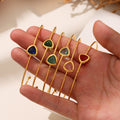Gold Open Cuff Bangle Triangle Faceted Glass Stone view 3