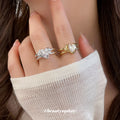 Heart Clear Crystal Open Rings Twisted Band Gold Silver view 3