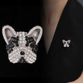 Black Silver Tone Dog Crystal Enamel Metal Brooch Pin view 4