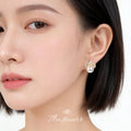 Gold Crown Pearl Stud Earrings Clear CZ Stone Accents view 2