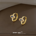 Gold Blue Crystal Evil Eye Mini Huggie Hoop Earrings view 1