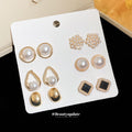 Gold Pearl Stud Earring Set Six Pairs Card Assortment view 3