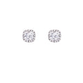 Square and Round Clear Stone Halo Silver Tone Stud Earrings view 5