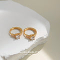 Gold Mini Huggie Hoop Round Crystal Front Stud Pair view 6