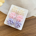Resin Rose Flower Stud Earring Sets Two Multicolor Cards view 6