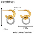 Geometric C Hoop Stud Earrings Ring Drop Gold Steel Mix view 11