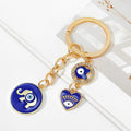Blue Evil Eye Keychain with Enamel Charms and Rhinestone Accents view 5