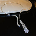 Rhinestone Open Collar Asymmetric Crystal Tassel Flower view 7