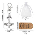 Silver Angel Wing Cross Lobster Clasp Charm With White Beads view 2