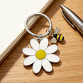 White Daisy Bee Keychain With Organza Bag And Thank You Tag Option view 3