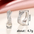Crossed Hoop Earrings with Clear Stones in Two Tones view 4