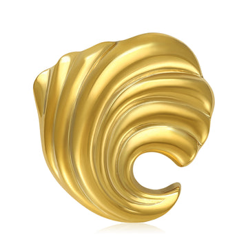 Sculpted Wave Curl Brooch in Two Metal Tones for Jackets Scarves and Lapels