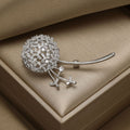 Crystal Dandelion Brooch In 2 Styles With Polished Metal Details view 4