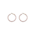 Twisted Pearl Bead Hoop Earrings Gold Tone Metal Frame view 5