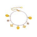 Yellow Lemon Pearl Bead Charm Bracelet Daisy Bee Styles view 5