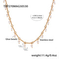Gold Steel Twisted Chain Pearl Tassel Necklace Bracelet view 6