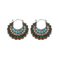Black Tone Multicolor Beaded Hoop Earrings Fashion Jewelry view 5