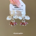Pastel Flower and Pearl Drop Stud Earrings in Two Colors view 4