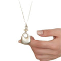 Silver Tone Abstract Pendant Necklace with White Center view 5