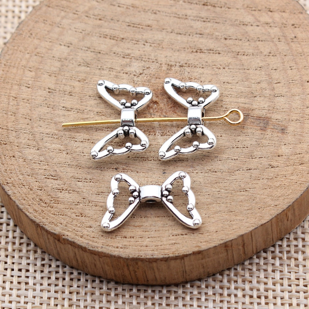 17x11mm 0.7g Antique Silver Zinc Alloy Butterfly Wing Loose Metal Beads for Bracelet DIY Making