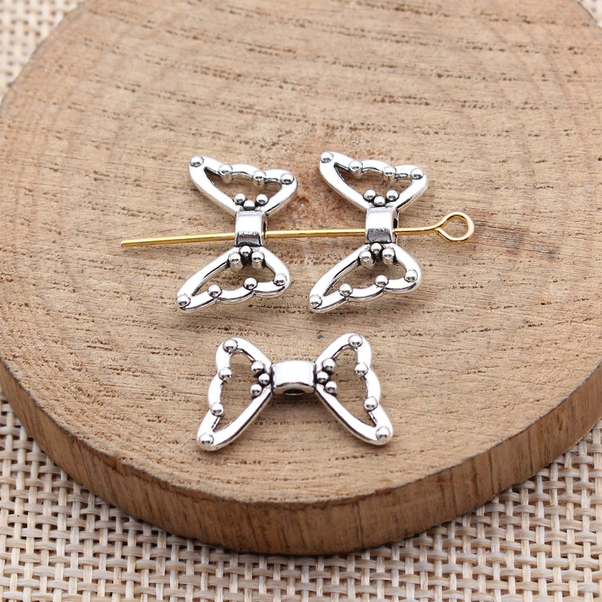 17x11mm 0.7g Antique Silver Zinc Alloy Butterfly Wing Loose Metal Beads for Bracelet DIY Making