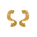 Hammered S Curve Statement Stud Earrings in Polished Gold Tone view 5