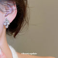 Silver Tone Pearl Cluster Floral Stud Earrings With Crystals view 3