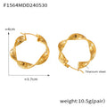 Twisted Mesh Texture Hoop Earrings Gold Or Steel Finish view 6