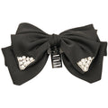 Oversized Black Fabric Bow Hair Claw Rhinestone Tips view 5