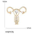Silver Gold Crystal Uterus Brooch Pearl Rhinestone Pin view 5