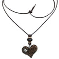 Brown Flocked Heart and Flower Pendant Necklaces Two Styles view 5