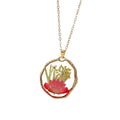 Round Dried Flower Resin Pendant Necklaces Gold Chain 9 Colors view 5