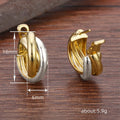 Two-Tone Gold Silver Interlocked Hoop Earrings Pair view 4