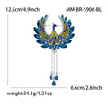 Enamel Phoenix Tassel Brooch in Detailed Metal for Jackets and Scarves view 6