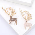 Deer in Branch Circle Crystal Brooch in White or Brown view 3