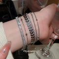Sparkling Zircon Mixed Chain Six Piece Bracelet Set Gold Silver view 1