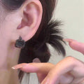 Black Crystal Square Huggie Earrings Decorative Jewelry view 4