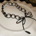 Black Seed Bead Bow Butterfly Glass Teardrop Choker view 4