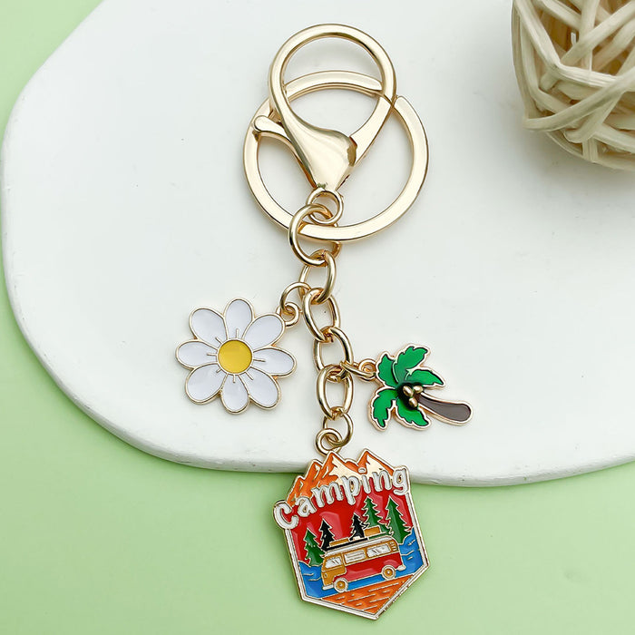 Camping Metal Keychains in Five Colorful Charm Styles