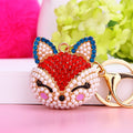 Pearl Jeweled Fox Head Keychains with Six Colors and Two Different Tail Foxes view 1