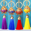 Jeweled Fortune Basin Tassel Keychains in Four Colors plus Assorted Option view 1