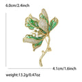 Enamel Leaf Floral Branch Brooch With Pearls in Green or Purple view 6