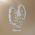 Clear Beaded Hoop Earrings with Cascading Crystal Drops view 4