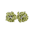 Green Crystal Cluster Flower Stud Earrings With Decorative Details view 5