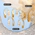 Teardrop Bar Hook Earrings Faux Pearl Accent Gold Steel view 2