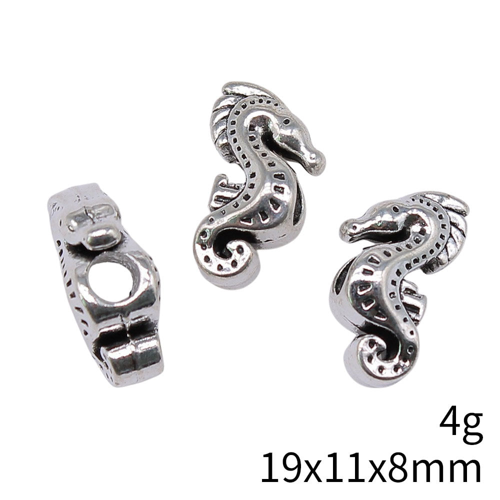 19x11x8mm 4g Multicolor Zinc Alloy Seahorse Large Hole Loose Metal Beads for Bracelet Jewelry Making