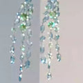 Blue Green Oval Crystal Chandelier Earrings with Long Fringe view 3