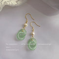 Gold Tone White Pearl And Pale Green Double Loop Hook Earrings view 3